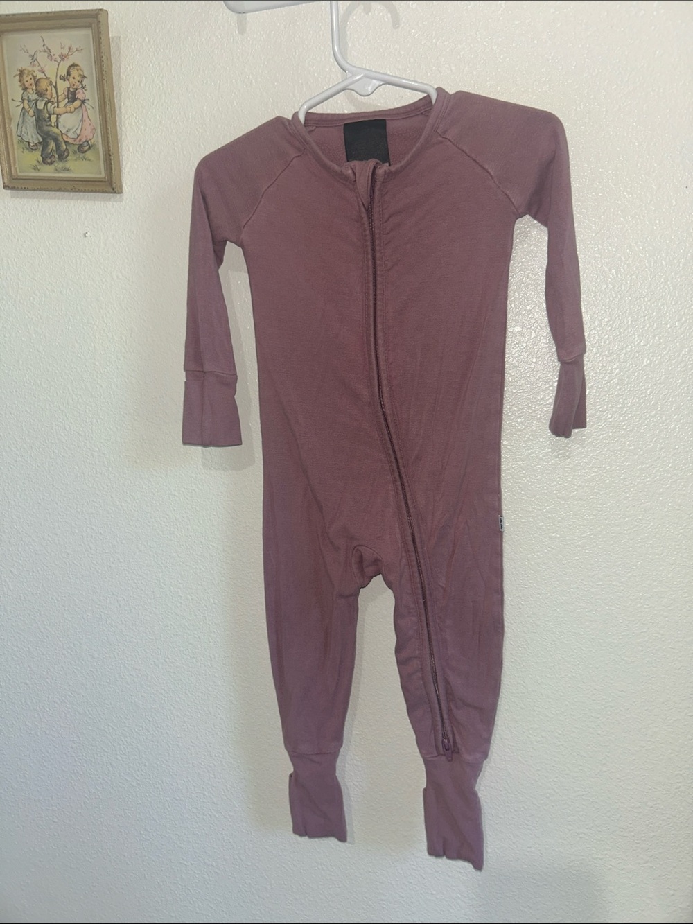 Little Sleepies Kids Mauve Zip-Front Footed One-Piece